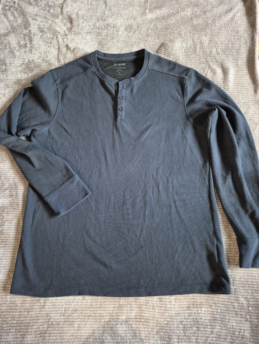 01.ALGO 01. Performance Quick Dry Moisture Wicking Blue Henley T-Shirt XL